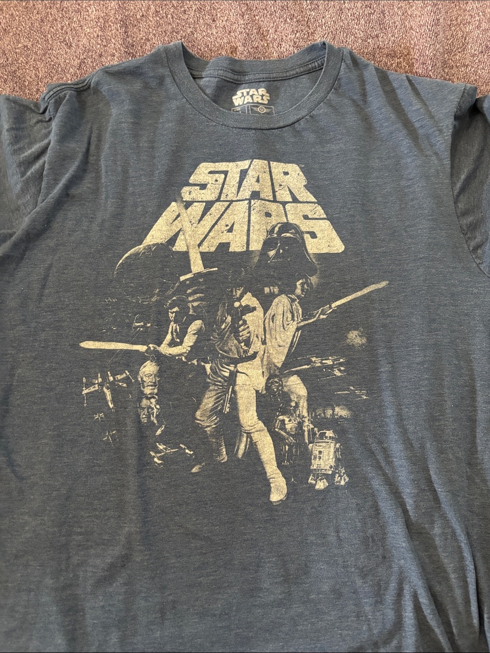 Star Wars Graphic Tee in Charcoal with Cream Print